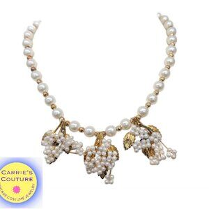 Vintage 1980s Signed Valentino Faux-Pearl Grape Cluster Necklace